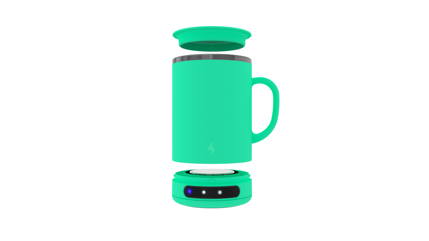 BOLT heated smart mug with warming base and lid mint teal