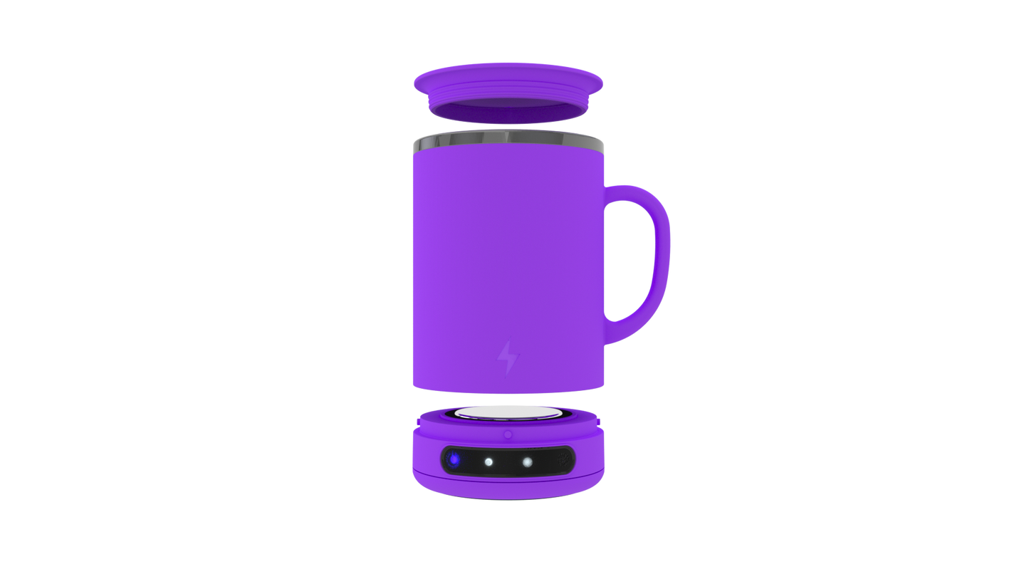BOLT heated smart mug with warming base and lid grape purple