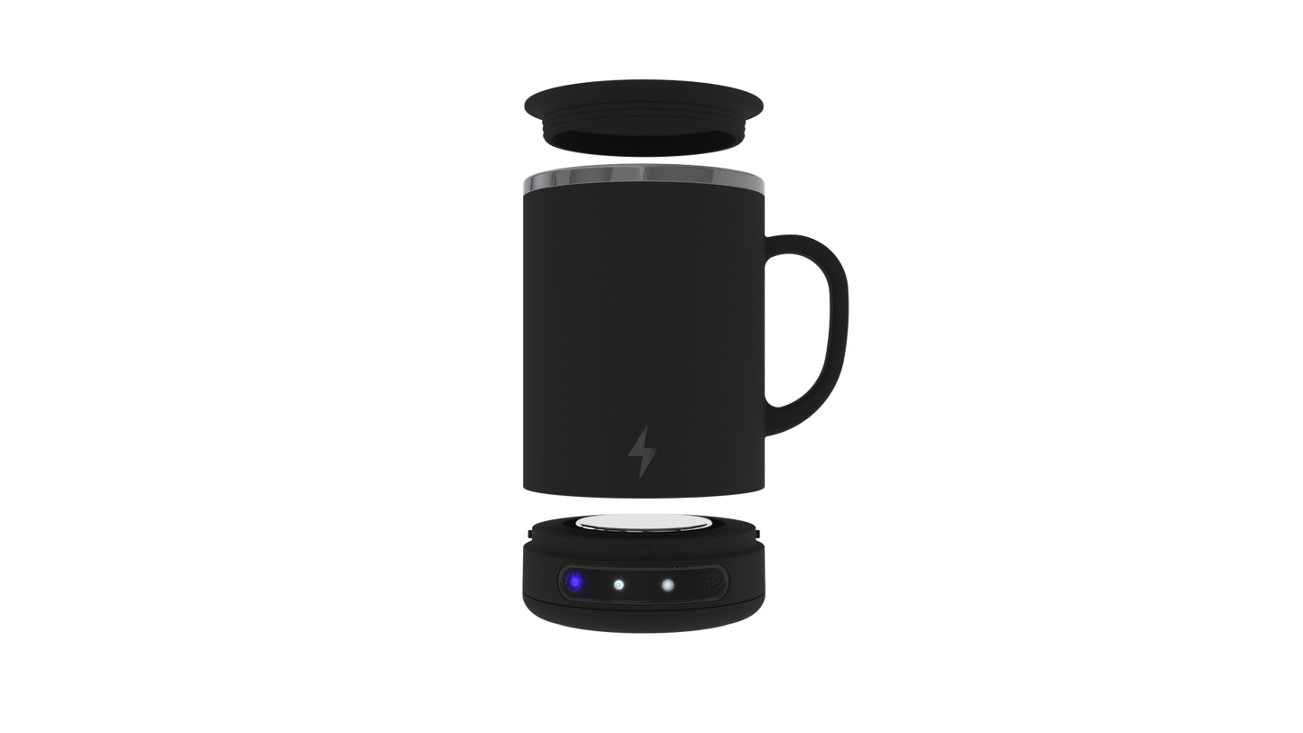 BOLT heated smart mug with warming base and lid black raven